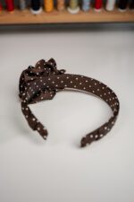 Opaska jedwabna groszki na brązie - upcykling - obrazek 3