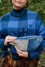 Nerka sztruksowa niebiesko-szara z upcyklingu - obrazek 2