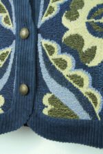 Kamizelka S z niebieskiej tkaniny vintage - obrazek 5