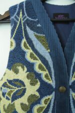 Kamizelka S z niebieskiej tkaniny vintage - obrazek 3