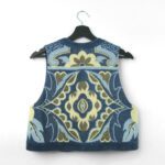 Kamizelka S z niebieskiej tkaniny vintage - obrazek 2