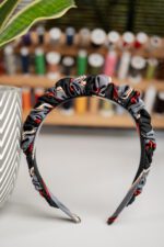 Opaska jedwabna czarno-szara z upcyklingu