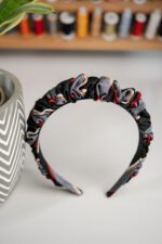 Opaska jedwabna czarno-szara z upcyklingu - obrazek 2