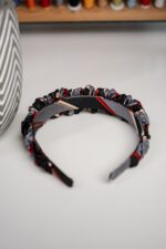 Opaska jedwabna czarno-szara z upcyklingu - obrazek 4