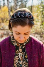 Opaska jedwabna czarno-szara z upcyklingu - obrazek 5