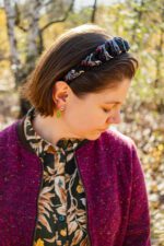 Opaska jedwabna czarno-szara z upcyklingu - obrazek 6