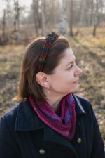 Opaska jedwabna eleganckie paski - upcykling - obrazek 3