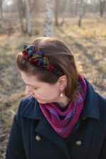 Opaska jedwabna eleganckie paski - upcykling - obrazek 4