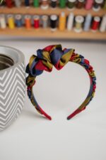 Opaska jedwabna eleganckie paski - upcykling