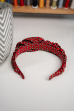 Opaska jedwabna czerwona - upcykling - obrazek 3