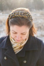 Opaska jedwabna złoto na granacie - upcykling - obrazek 4