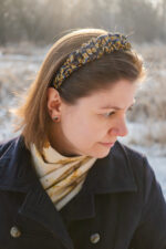 Opaska jedwabna złoto na granacie - upcykling - obrazek 5