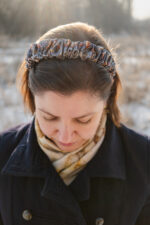 Opaska jedwabna zgaszony denim - upcykling - obrazek 4