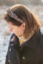 Opaska jedwabna zgaszony denim - upcykling - obrazek 6