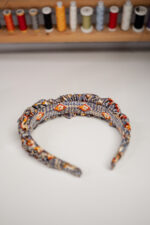 Opaska jedwabna zgaszony denim - upcykling - obrazek 3