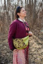 Torebka półokrągła zielona - upcykling - obrazek 3